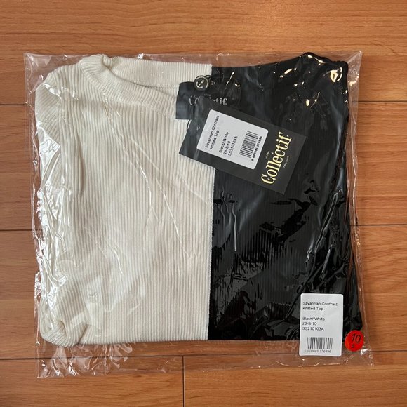 Collectif Mainline Savannah Contrast Knitted Top - Picture 7 of 8